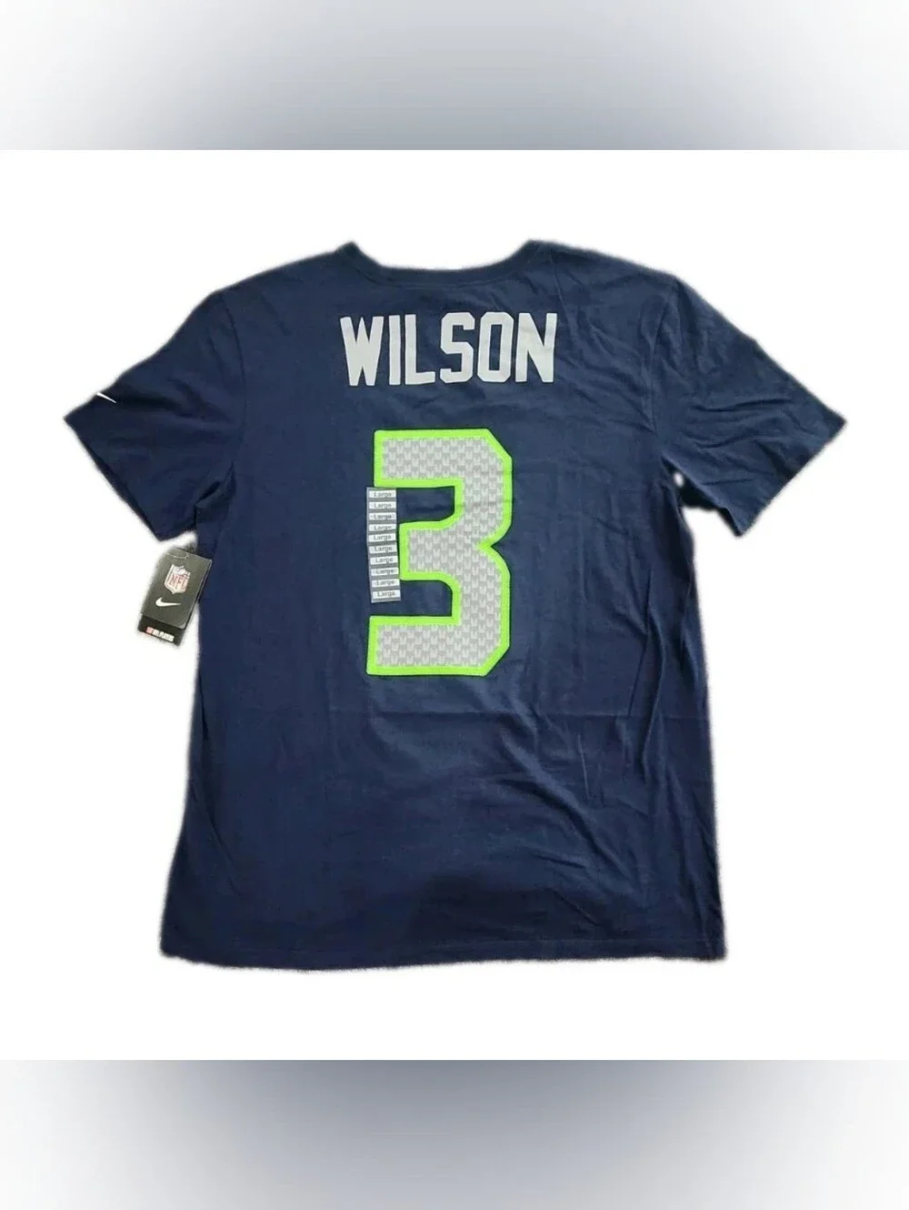 NWT New #3 Russell Wilson Nike Seattle Seahawks Name & Number Large T-Shirt